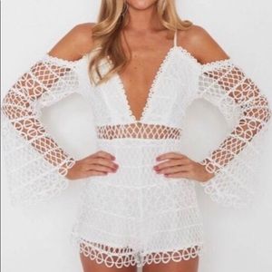 White Fox Crochet Lace Romper